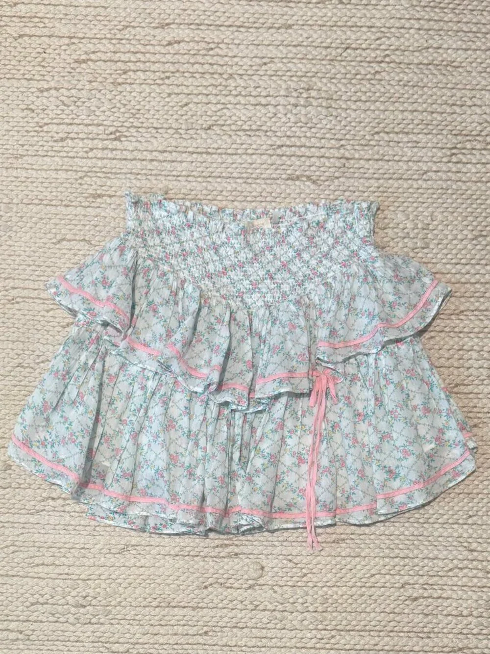 LoveShackFancy Mini Skirt Green/Pink